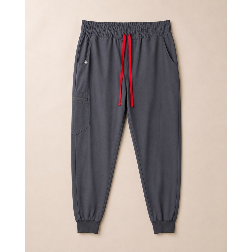 FIGS Charcoal Grey Zamorra Jogger Scrub Pants Women Large Red Drawstring